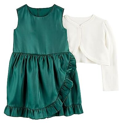 Simple Joys by Carter's Set composto da vestito e cardigan per occasioni speciali, 2 pezzi, per bambine e bambine, Verde smeraldo/bianco, 5 anni Simple Joys by Carter's Set composto da vestito e cardigan per occasioni speciali, 2 pezzi, per bambine e bambine, Verde smeraldo/bianco, 5 anni