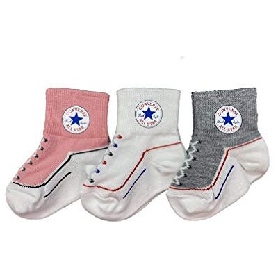 Converse Infant Toddler Socks 3 Pack (Pink(NC0172-AB5)/White/Grey, 12-24 Months) Converse Infant Toddler Socks 3 Pack (Pink(NC0172-AB5)/White/Grey, 12-24 Months)