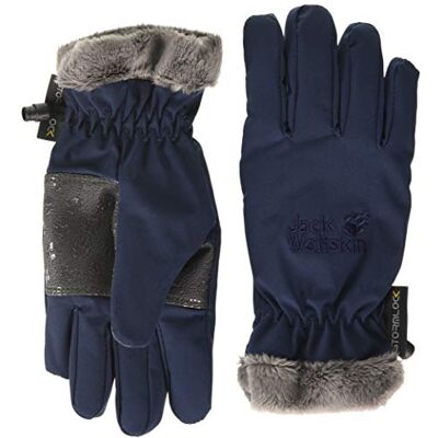 Jack Wolfskin Softshell, guanti da bambino in softshell, antivento e antivento, blu notte, 128 Jack Wolfskin Softshell, guanti da bambino in softshell, antivento e antivento, blu notte, 128