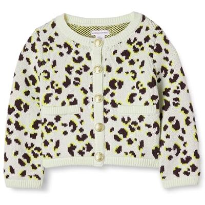 Amazon Essentials Cardigan Lavorato a Maglia da Bambina, Leopardato Avorio, 4T Amazon Essentials Cardigan Lavorato a Maglia da Bambina, Leopardato Avorio, 4T