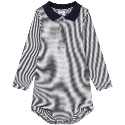Petit Bateau , Body a maniche lunghe con collo a polo Bimbo 0-24, Blu Smoking/Bianco Marshmallow, 24 mesi Petit Bateau , Body a maniche lunghe con collo a polo Bimbo 0-24, Blu Smoking/Bianco Marshmallow, 24 mesi