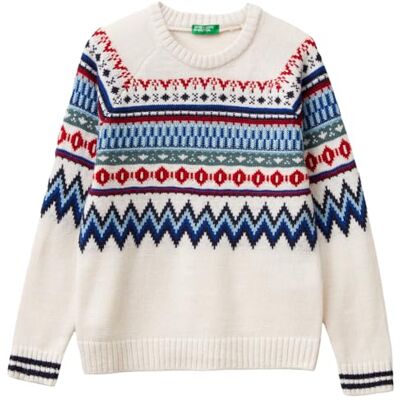 United Colors Of Benetton Maglia G/C M/L Maglione, Bianco, 160 cm Bambino United Colors Of Benetton Maglia G/C M/L Maglione, Bianco, 160 cm Bambino