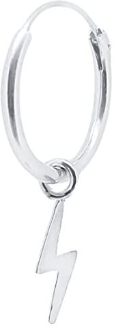 ENTREPLATA Un Orecchino Cerchio in Argento Sterling 925 Orecchino Unisex Ciondolo a Forma di Lampo Anello con ciondolo di Fulmine Originale Orecchino Unisex