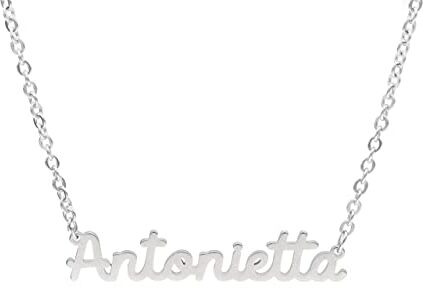 Magic In The Moonlight Collana NOME donna in acciaio 316L   ciondolo con nome personalizzato   fatte a mano, Made in Italy, ACCIAIO   ANTONIETTA