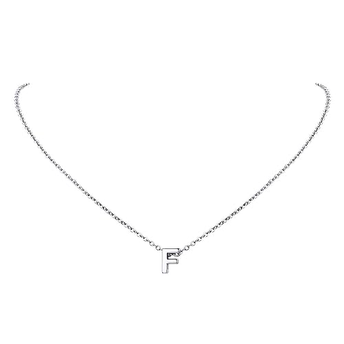 FindChic Collana donna lettera F collana monogramma in acciaio inossidabile platino per donna Collana acciaio inossidabile donna Collana iniziale F