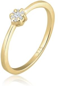 DIAMORE Elli DIAMONDS Anello Donne Fiore di Fidanzamento con Diamante (0,045 ct.) in Oro Giallo 375