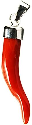 gioiellitaly Cornetto portafortuna in corallo rosso del Mediterraneo e argento 925 ciondolo uomo donna corallo vero lunghezza 2,5 cm circa