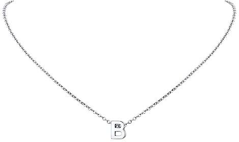 FindChic Collana donna lettera B collana monogramma in acciaio inossidabile platino per donna Collana acciaio inossidabile donna Collana iniziale B