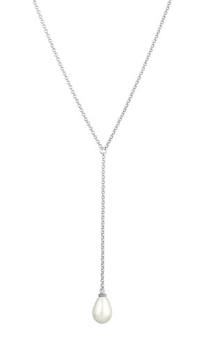 Nenalina Collana da donna con perla a goccia, in argento Sterling 925, con perle e ciondolo a forma di goccia, lunghezza 45 cm, Perla
