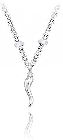 SAGA GIOIELLI ® COLLANA UOMO DONNA 'Acciaio inossidabile, CORNO PORTAFORTUNA (DONNA)