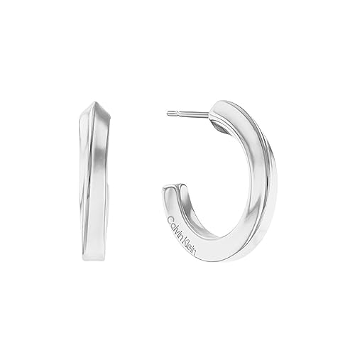 Calvin Klein Orecchini a cerchio da donna Collezione TWISTED RING in Acciaio Inossidabile, Argento (Silver), Taglia Unica