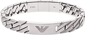 Emporio Armani Bracciale Da Uomo Heritage, 18,50 Cm +/-1,00 Cm Bracciale In Acciaio Inox Argento,