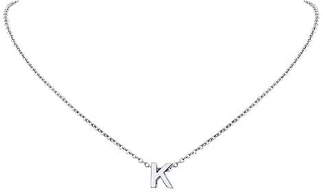 FindChic Collana donna lettera K collana monogramma in acciaio inossidabile platino per donna Collana con ciondolo iniziale piccola lettera collana lettera K