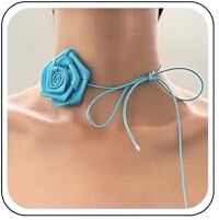 TseenYi Rosa Fiore Velluto Girocollo Collana Vintage Blu Rosa Girocollo Grande Fiore Scamosciato Collana Blu Fiore Scamosciato Lolita Lungo Avvolgere Neckalce Gioielli Per Donne E Ragazze Regali