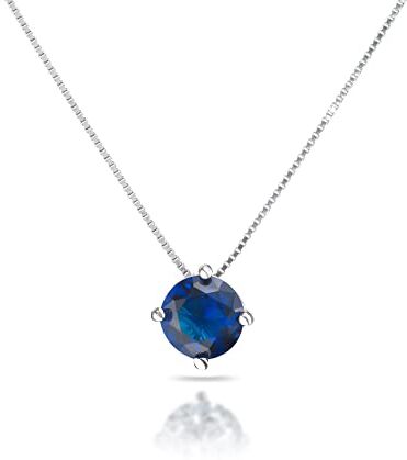 inSCINTILLE Punto Luce Collana Donna Argento 925 con Pietra di Zirconia Cubica (Diametro: 4 mm, Catena Argento – Pietra Blu)