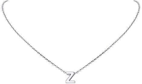 FindChic Collana donna lettera Z collana monogramma in acciaio inossidabile platino per donna Collana iniziale lettera Z