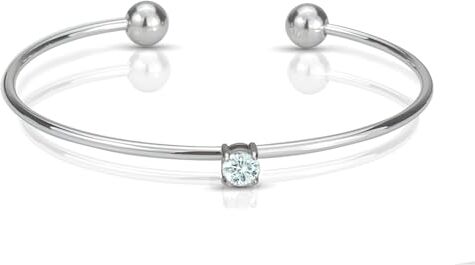 SAGA GIOIELLI ® Bracciale Donna Cerchio Acciaio Punto Luce Zircone 5 mm