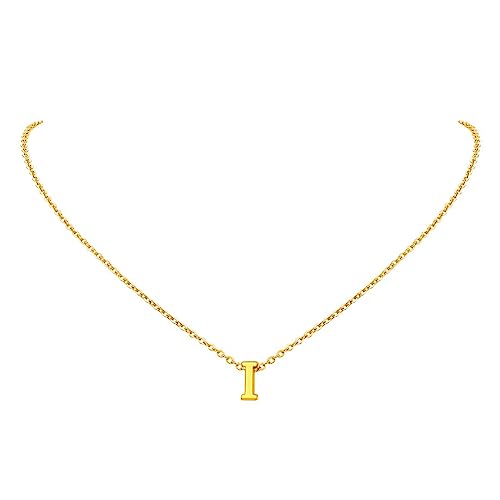 FindChic Collana donna lettera I collana monogramma in acciaio inossidabile oro 18k per donna Collana con ciondolo iniziale piccola lettera collana con iniziale I