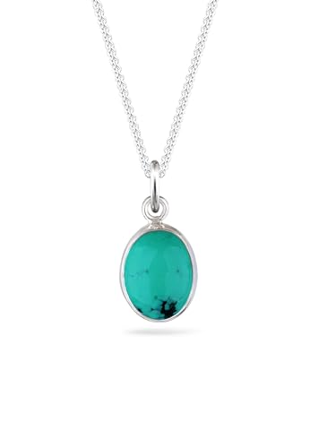 Elli Collana da donna, ciondolo con pietra di howlite turchese, in argento sterling 925, 45 cm di lunghezza