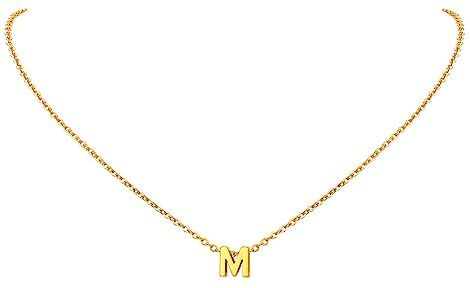 FindChic Collana Donna Lettera M Collana monogramma in Acciaio Inossidabile Oro 18k per Donna Collana con Ciondolo Iniziale Piccola Lettera Collana Lettera M