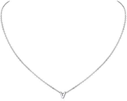 ChicSilver Collana Donna Argento 925 Collana Iniziale V Collane in Argento con Iniziale V con Confezione Regalo