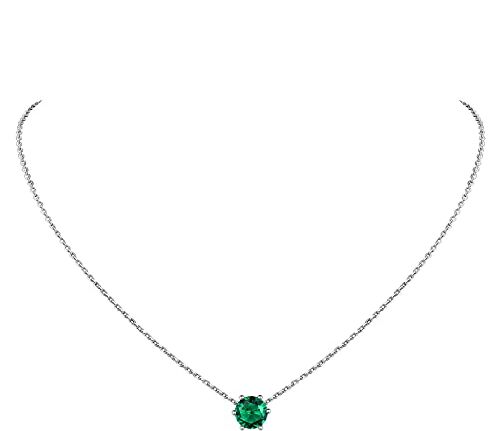 Suplight Collana Argento 925 Donna Ciondolo Pietra di Nascita，Collana Smeraldo Maggio Collana Donna Verde in Argento Sterling 925 Confezione Regalo per Donna e Ragazza