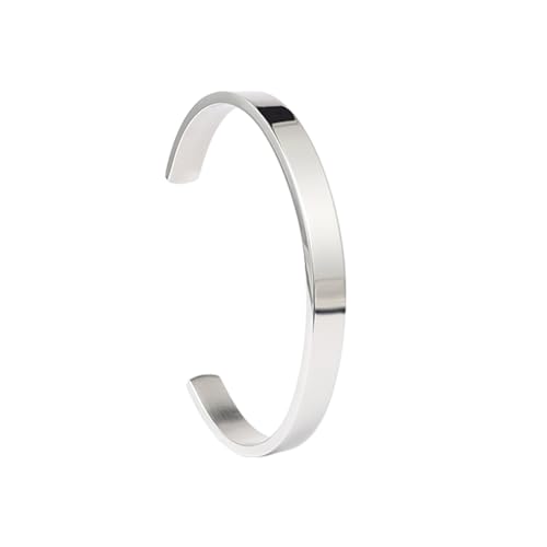 MILAKOO bracciale signore argento acciaio inox bangle donne ovale aperto Bracciale 8 mm Bracciale