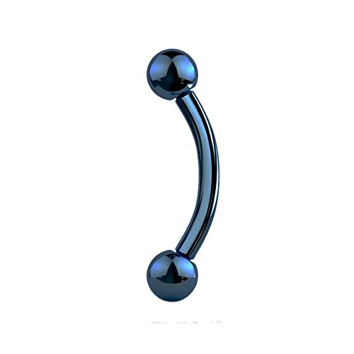 Jewel Barrel Piercing per sopracciglia curvo, a forma di banana, per gioielli Rook Daith, in acciaio anodizzato, 16 g (1,2 m) 6 mm, 8 mm, con sfere da 3 mm, Acciaio chirurgico (316L)