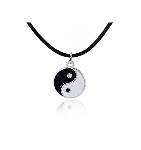 LAFATINA Collana con Ciondolo Yin Yang Abbinata Coppie Amicizia Pet Cat Dog Collana Tai Chi per Uomo Donna Pelle Altro