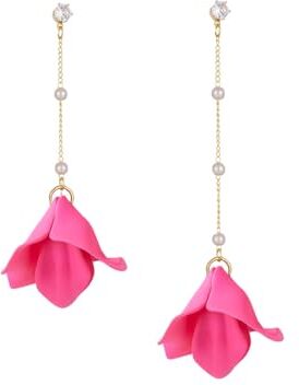 TOFBS Orecchini Donna con Nappa Petali di Fiori Perle Pendenti Orecchini Anallergici Fiore Bohémien Esagerati Argento 925 Orecchini Regalo per Donne e Ragazze Rosa