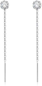 TNSRAY Orecchini Pendenti Donna con Catena in Argento 925 e Cristalli 3 mm, Orecchini in filo d'argento sterling, Orecchini Punto Luce Orecchini Lunghi Donna Argento 925 Con cristallo austriaco bianco