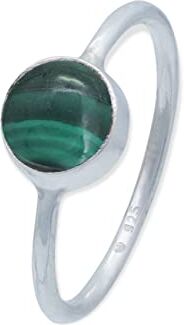 mantraroma Anello argento 925 con pietre preziose malachite pietra verde argento sterling da donna in vero argento ()