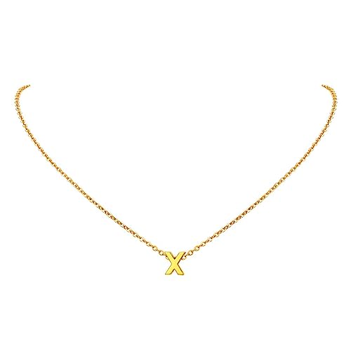 FindChic Collana donna lettera X collana monogramma in acciaio inossidabile oro 18k per donna Collana con ciondolo iniziale piccola lettera collana con la X