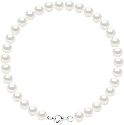 PEARLS & COLORS NATURAL FINE PEARLS PEARLS & COLORS Bracciale vere perle coltivate d'acqua dolce semi-barocche, colore bianco naturale, qualità AAA+ disponibile in diverse misure, argento 925, gioiello da donna