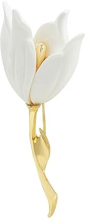 Yifnny ginkgo foglia tulipano spilla,Spilla a fiore elegante Spilla a foglia Spilla bianca Scialle Sciarpa Pin Decorazione Spilla durevole per abiti da donna Regalo pratico (tulipano)