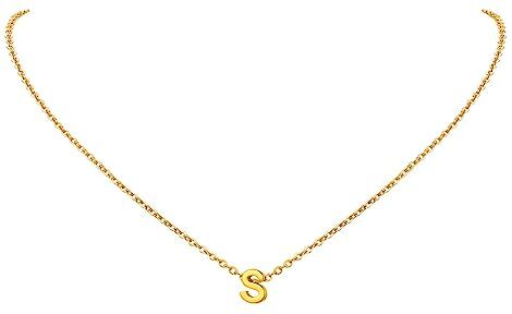 FindChic Collana Donna Lettera S Collana monogramma in Acciaio Inossidabile Oro 18k per Donna Collana con Ciondolo Iniziale Piccola Lettera Collana Iniziale S