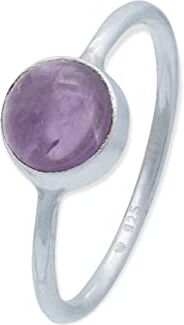 mantraroma Anello argento 925 con pietre preziose ametista pietra viola argento sterling da donna in vero argento ()