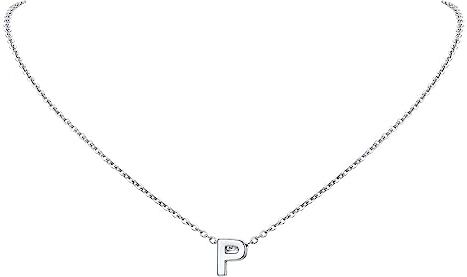 FindChic Collana donna lettera P collana monogramma in acciaio inossidabile platino per donna Collana con ciondolo iniziale piccola lettera collana donna con iniziale P