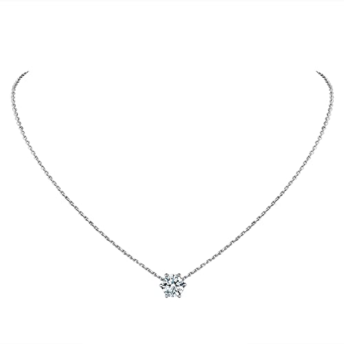 Suplight Collana Donna Argento Ciondolo Diamante Argento 925 Donna, Collana Argento Donna Diamante Aprile Punto Luce Collana Confezione Regalo