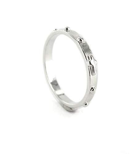 Acer Rosario anello in argento 925 con 10 grani tondi diametro interno mm 19,5 / misura italiana: 21