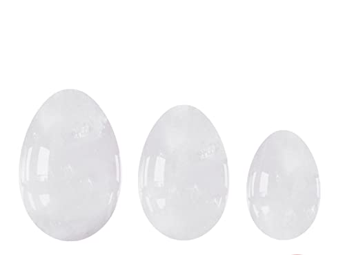 LABDIP decorazione della stanza 3 uova di giada bianca naturale da donna, palla da massaggio con uovo for esercizi di Kegel, 3 uova con borsa