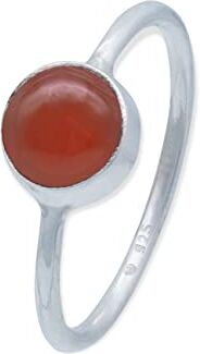 mantraroma Anello argento 925 con pietre preziose corniola pietra Rosso aranciato argento sterling da donna in vero argento ()