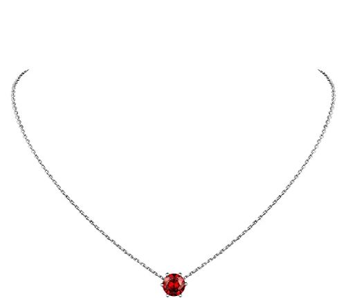 Suplight Collana Argento Donna con Pietra di Nascita Gennaio Collana Rubino Rosso, Collana Rosso Granato Collana Donna Punto Luce Confezione Regalo