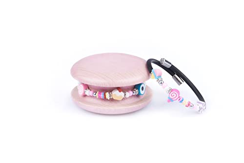 Too Late Bracciale Donna, Bracciale Macaron Funny Mignon 1 Giro, Bracciale Charm, Bracciale Caucciù Made in Italy (sweetblack)