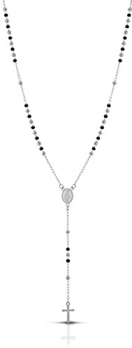 Donipreziosi Collana Rosario Classico in Acciaio Resistente Uomo/Donna Unisex Color Argento e Nero