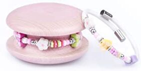 Too Late Bracciale Donna, Bracciale Macaron Funny Mignon 1 Giro, Bracciale Charm, Bracciale Caucciù Made in Italy (buttwhite)