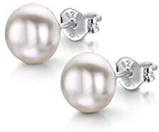 Amberta Orecchini a Lobo da Donna in Argento Sterling 925 con Perle D'Acqua Dolce: Perla Bianca 7-8 mm