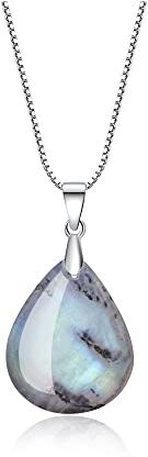 COAI Collana in Argento Sterling 925 con Ciondolo Goccia d'Acqua di Cristallo Naturale di Labradorite per Donne e Ragazze