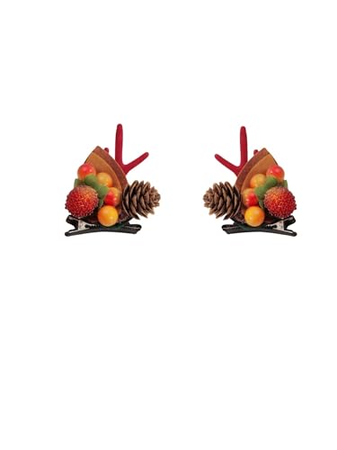 BAFFII Fascia natalizia, Graziosi corna clip accessori for capelli Forcina for capelli di alce di Natale 2 pezzi, Forniture per feste (Colore : Red)