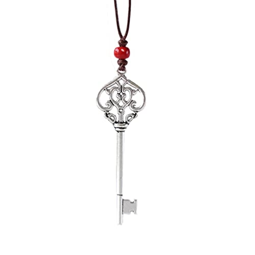 ODETOJOY 1 collana da donna in metallo con ciondolo a forma di chiave a forma di cuore in argento anticato, Medio, Metallo, Luna